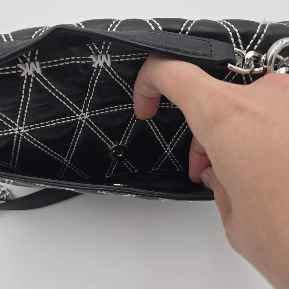 Michael Kors Black and White Quilted Sloan Shoulder Bag